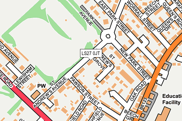 LS27 0JT map - OS OpenMap – Local (Ordnance Survey)