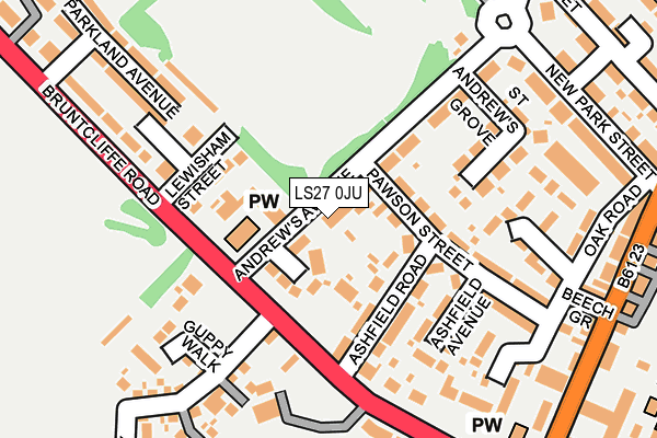 LS27 0JU map - OS OpenMap – Local (Ordnance Survey)