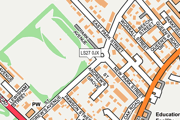 LS27 0JX map - OS OpenMap – Local (Ordnance Survey)