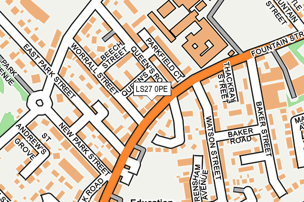 LS27 0PE map - OS OpenMap – Local (Ordnance Survey)