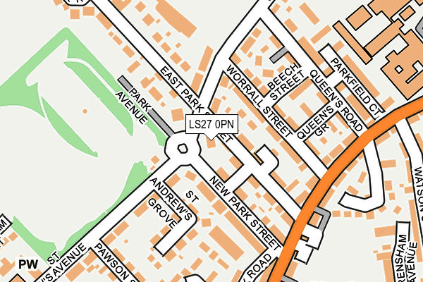 LS27 0PN map - OS OpenMap – Local (Ordnance Survey)