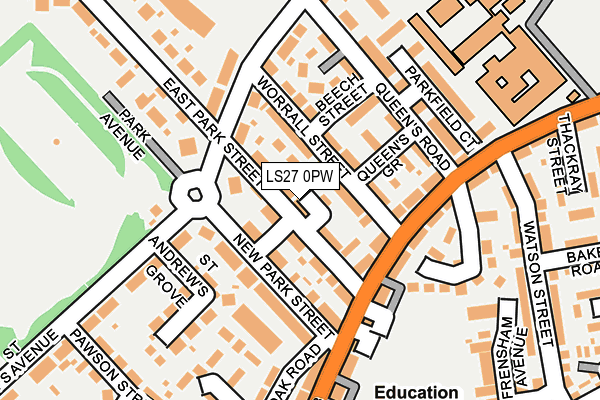 LS27 0PW map - OS OpenMap – Local (Ordnance Survey)