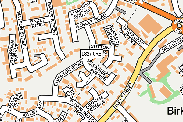 LS27 0RE map - OS OpenMap – Local (Ordnance Survey)
