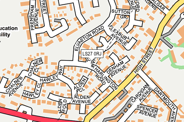 LS27 0RJ map - OS OpenMap – Local (Ordnance Survey)