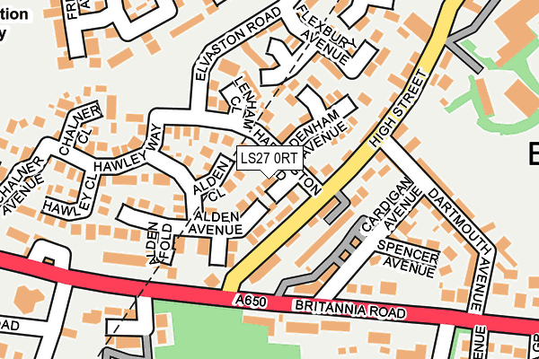 LS27 0RT map - OS OpenMap – Local (Ordnance Survey)