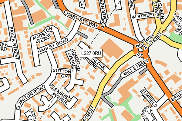 LS27 0RU map - OS OpenMap – Local (Ordnance Survey)