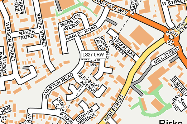 LS27 0RW map - OS OpenMap – Local (Ordnance Survey)