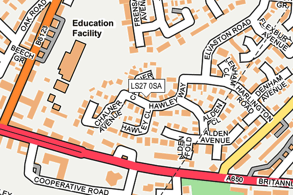 LS27 0SA map - OS OpenMap – Local (Ordnance Survey)