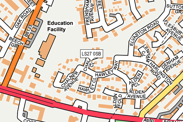 LS27 0SB map - OS OpenMap – Local (Ordnance Survey)