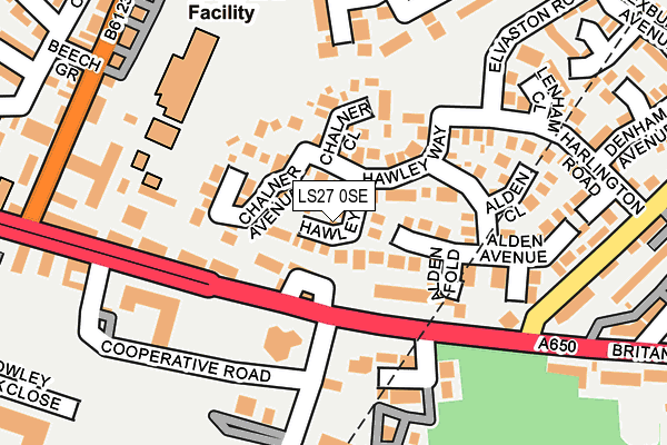 LS27 0SE map - OS OpenMap – Local (Ordnance Survey)