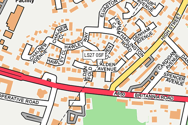 LS27 0SF map - OS OpenMap – Local (Ordnance Survey)