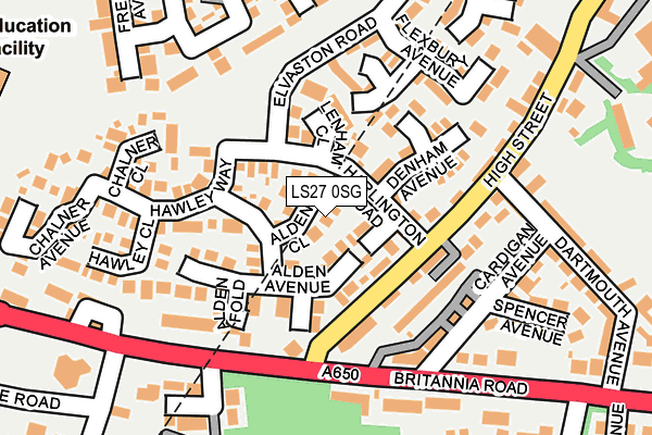LS27 0SG map - OS OpenMap – Local (Ordnance Survey)
