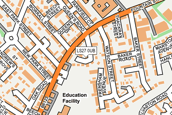 LS27 0UB map - OS OpenMap – Local (Ordnance Survey)