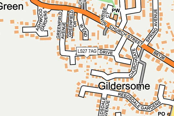 LS27 7AG map - OS OpenMap – Local (Ordnance Survey)