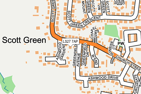 LS27 7AP map - OS OpenMap – Local (Ordnance Survey)