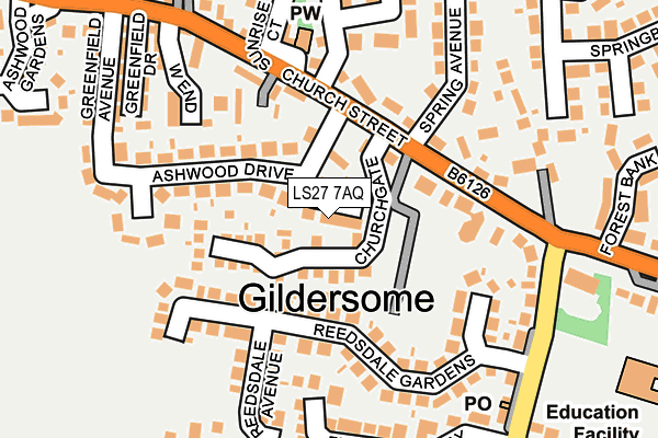 LS27 7AQ map - OS OpenMap – Local (Ordnance Survey)