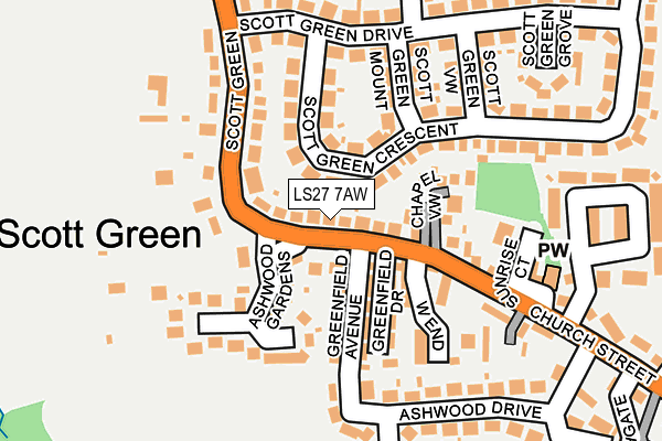 LS27 7AW map - OS OpenMap – Local (Ordnance Survey)