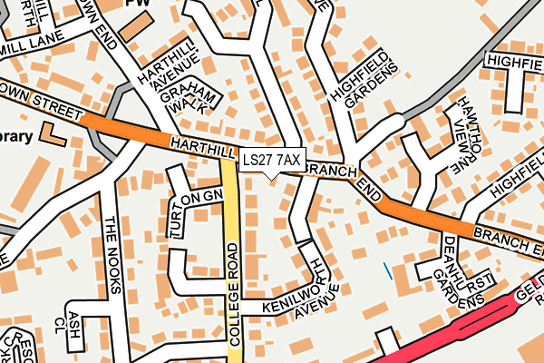 LS27 7AX map - OS OpenMap – Local (Ordnance Survey)