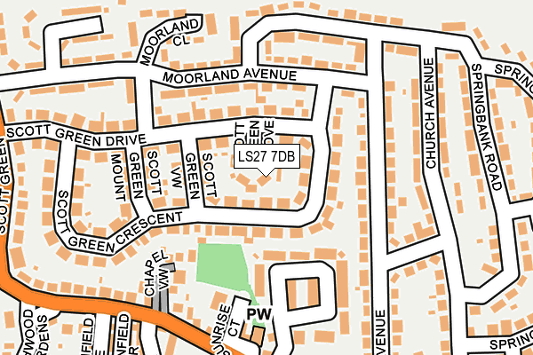 LS27 7DB map - OS OpenMap – Local (Ordnance Survey)