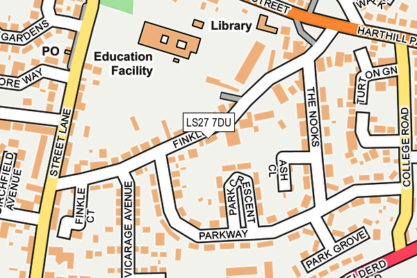 LS27 7DU map - OS OpenMap – Local (Ordnance Survey)