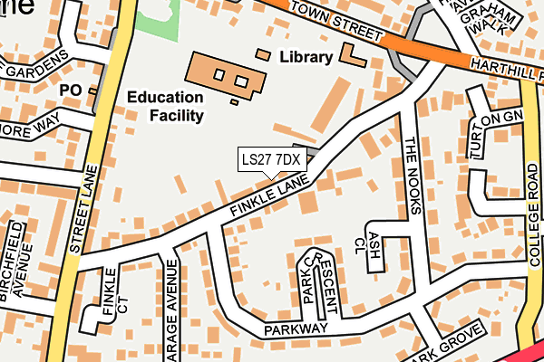 LS27 7DX map - OS OpenMap – Local (Ordnance Survey)