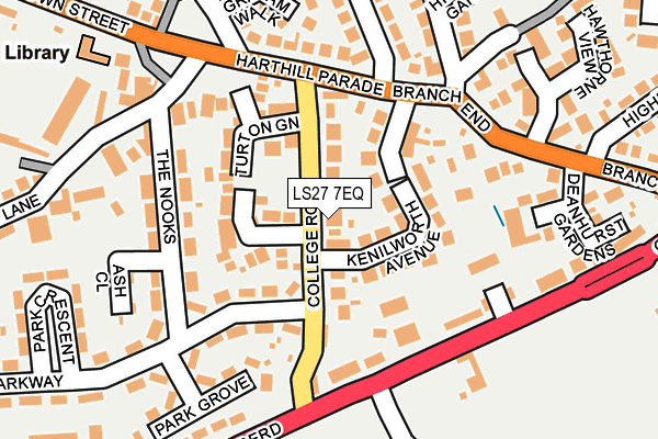 LS27 7EQ map - OS OpenMap – Local (Ordnance Survey)