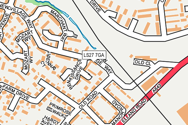 LS27 7GA map - OS OpenMap – Local (Ordnance Survey)