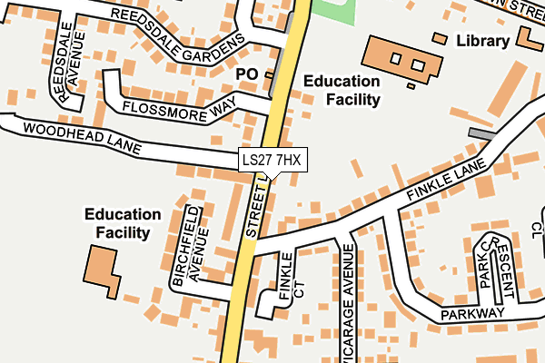 LS27 7HX map - OS OpenMap – Local (Ordnance Survey)