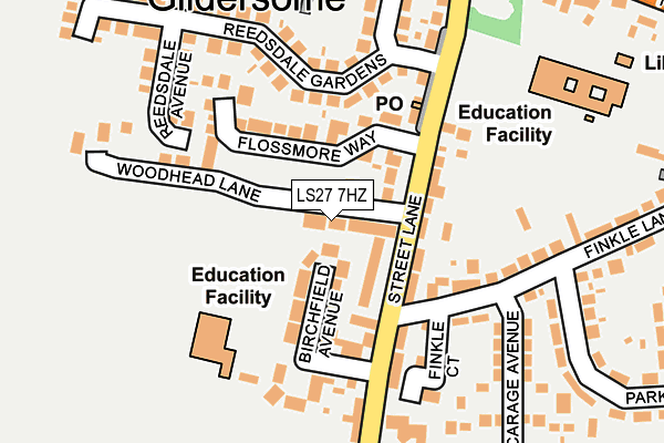 LS27 7HZ map - OS OpenMap – Local (Ordnance Survey)