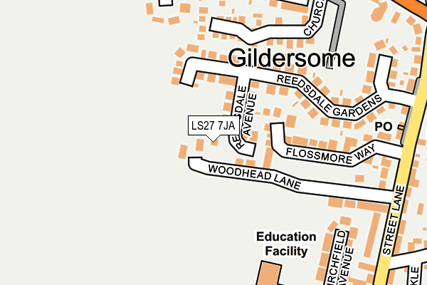LS27 7JA map - OS OpenMap – Local (Ordnance Survey)