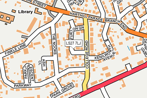 LS27 7LJ map - OS OpenMap – Local (Ordnance Survey)