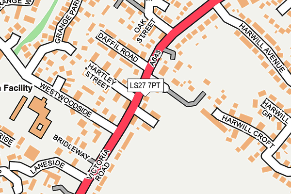 LS27 7PT map - OS OpenMap – Local (Ordnance Survey)