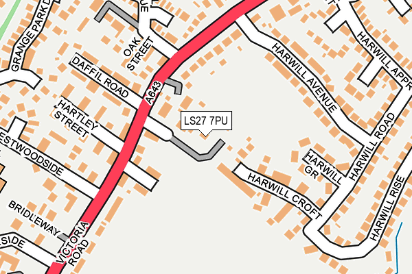 LS27 7PU map - OS OpenMap – Local (Ordnance Survey)