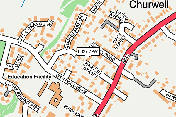 LS27 7PW map - OS OpenMap – Local (Ordnance Survey)