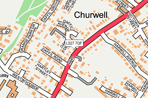 LS27 7QF map - OS OpenMap – Local (Ordnance Survey)