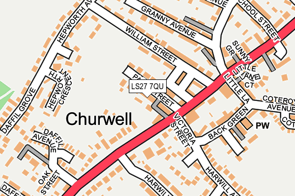 LS27 7QU map - OS OpenMap – Local (Ordnance Survey)