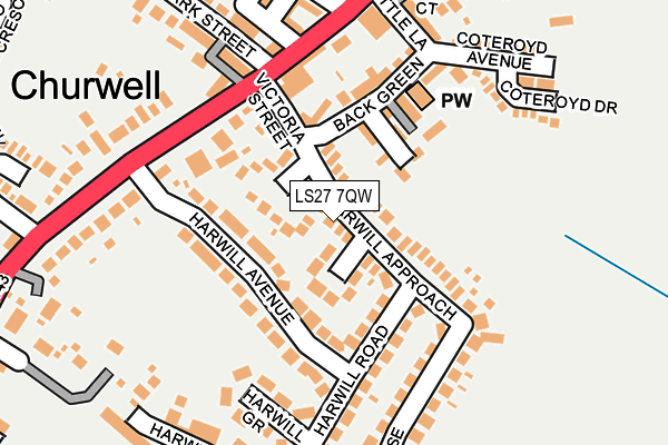 LS27 7QW map - OS OpenMap – Local (Ordnance Survey)