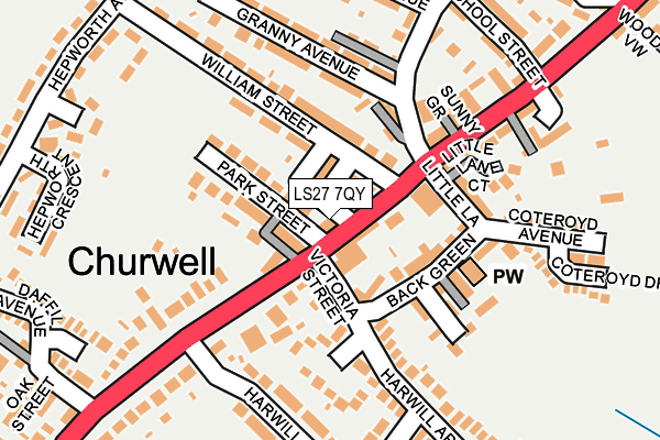 LS27 7QY map - OS OpenMap – Local (Ordnance Survey)