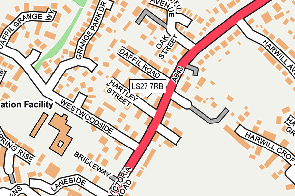 LS27 7RB map - OS OpenMap – Local (Ordnance Survey)