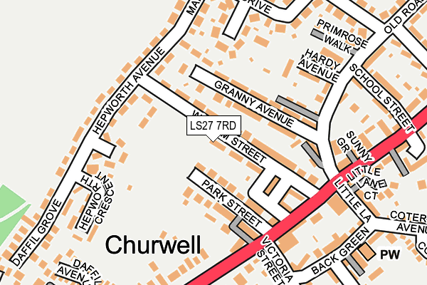 LS27 7RD map - OS OpenMap – Local (Ordnance Survey)