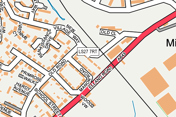 LS27 7RT map - OS OpenMap – Local (Ordnance Survey)