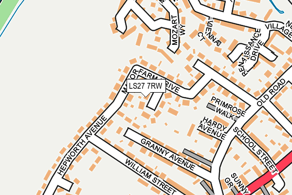 LS27 7RW map - OS OpenMap – Local (Ordnance Survey)