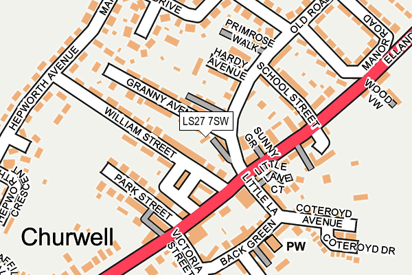 LS27 7SW map - OS OpenMap – Local (Ordnance Survey)