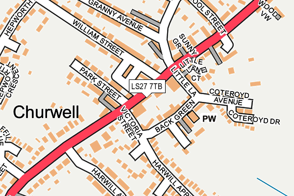 LS27 7TB map - OS OpenMap – Local (Ordnance Survey)