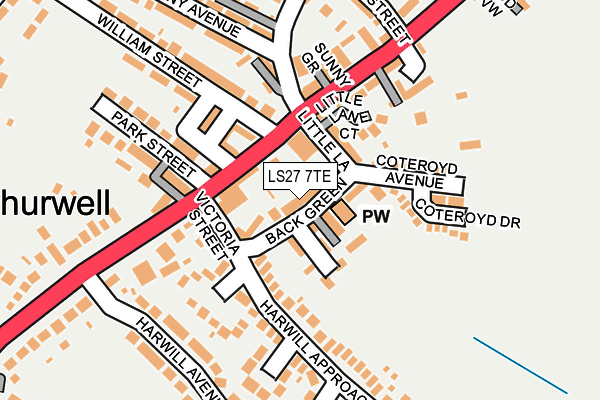 LS27 7TE map - OS OpenMap – Local (Ordnance Survey)