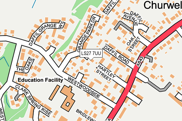 LS27 7UU map - OS OpenMap – Local (Ordnance Survey)