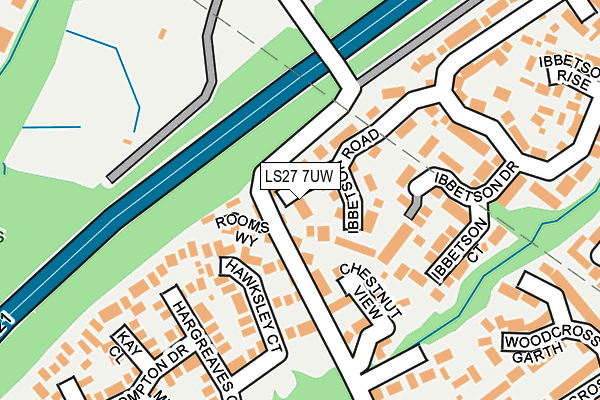 LS27 7UW map - OS OpenMap – Local (Ordnance Survey)