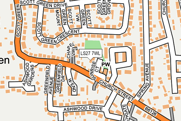 LS27 7WL map - OS OpenMap – Local (Ordnance Survey)