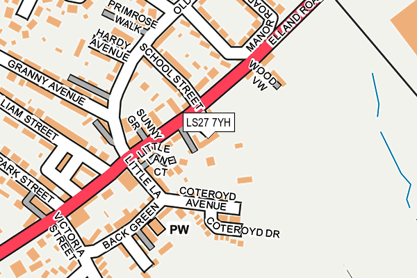 LS27 7YH map - OS OpenMap – Local (Ordnance Survey)