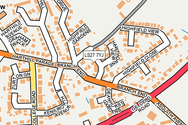 LS27 7YJ map - OS OpenMap – Local (Ordnance Survey)